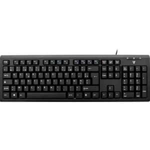 V7 KU200FR Keyboard - Cable Connectivity - USB Interface - French - Black - Internet, Email, Volume Control Hot Key(s)