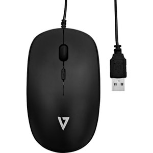 V7 MU200-1E Mouse - USB - Optical - 4 Button(s) - Black - Cable - 1000 dpi - Scroll Wheel