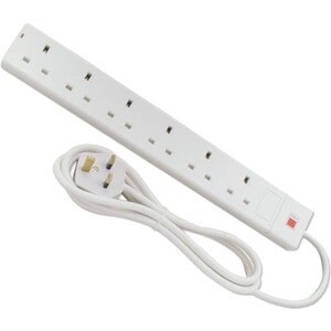LINDY Power Strip - UK Plug - 6 x BS 1363/A - 5 m Cord - 13 A Current - 230 V AC Voltage - 3 kW - Wall Mountable - White