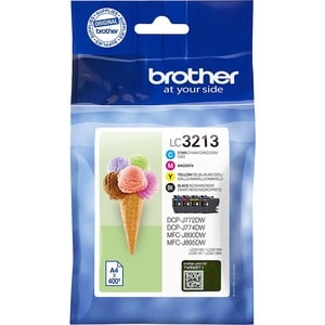 Brother LC3213VAL Original High Yield Inkjet Ink Cartridge - Multi-pack - Black, Cyan, Magenta, Yellow - 4 / Pack - 400 Pa