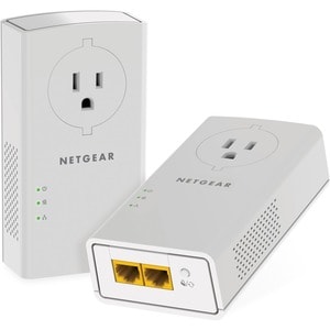 NETGEAR Powerline 2000 + Extra Outlet, PLP2000 - 2 - 2 x Network (RJ-45) - 2000 Mbit/s Powerline - HomePlug AV2 - Gigabit 