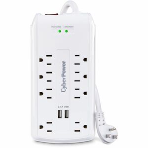 CyberPower CSP806U Professional 8-Outlets Surge Suppressor - 8 x NEMA 5-15R, 2 x USB - 3000 J - 120 V AC Input - Fax/Modem