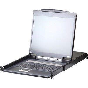 ATEN Slideaway CL5708IN LCD Rack Console with Digital KVM Switch - Metal, Plastic - 8 Computer(s) - 48.3 cm (19") LCD - WU