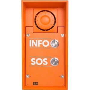 2N IP Safety - 2 Buttons, 10 W Loudspeaker - Cable - Flush Mount for Emergency, Building, Commercial Intercom, CCTV - Orange