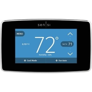 Emerson Sensi Touch Wi-Fi Thermostat - For Heat Pump, HVAC System, Air Conditioner - Alexa, Wink, HomeKit Supported