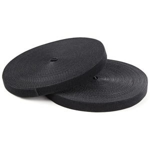 StarTech.com Hook-and-Loop Cable Management Tie - 25 ft. Roll - Black - Cut-to-Size Cable Wrap / Straps - Tie Strap - Blac