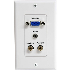 StarTech.com 15-Pin Female VGA Wall Plate with 3.5mm and RCA - White - 1-gang - White - 1 x Mini-phone Port(s) - 1 x RCA P