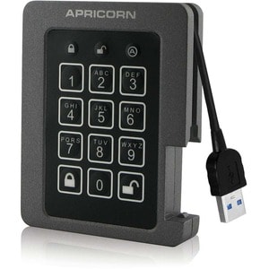 Apricorn Aegis Padlock ASSD-3PL256-1TBF 1 TB Solid State Drive - 2.5" Internal - Black - TAA Compliant - USB 3.1 - 300 MB/