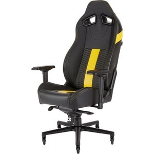 Corsair T2 ROAD WARRIOR Gaming Chair - Black/Yellow - For Game, Office, Desk - PU Leather, Steel - Black, Yellow