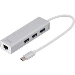 Digitus USB/Ethernet-Hub - USB-Typ C - Extern - 3 Total USB Port(s) - 3 USB 3.0 Port(s)1 Netzwerk (RJ-45) Anschluss/Anschl