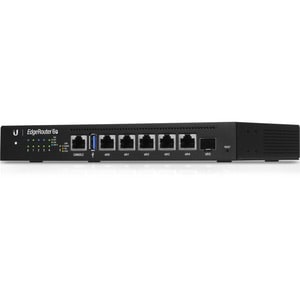 Ubiquiti ER-6P Router - 6 Ports - 5 RJ-45 Port(s) - PoE Ports - Management Port - 1 SFP (mini-GBIC) Slots - Gigabit Ethern