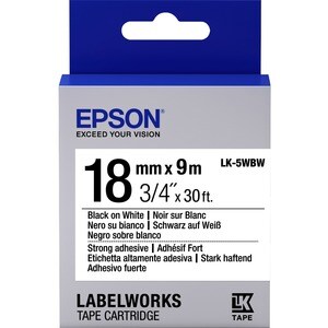 Epson LabelWorks LK-5WBW Label Tape - 18 mm Width - Thermal Transfer - White