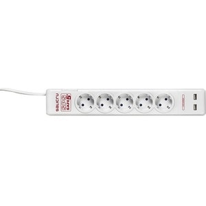 Salicru SPS SAFE Master Power Strip - 5 x Schuko, 2 x USB - 1.80 m Cord - 918 J Surge Energy - 10 A Current - 230 V AC Vol