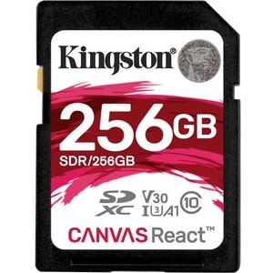 Kingston Canvas React 256 GB Class 10/UHS-I (U3) SDXC - 100 MB/s Read - 80 MB/s Write