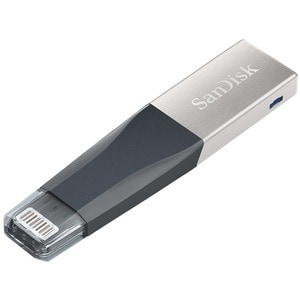 SanDisk iXpand Mini Flash Drive 128GB - Black - 128 GB - USB 3.0 Type A, Lightning - 90 MB/s Read Speed - Black - 2 Year W