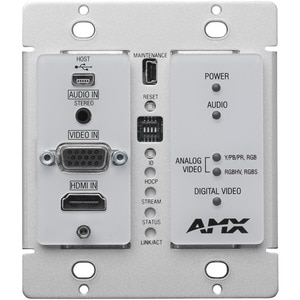 AMX N2300 Series 4K UHD Video Over IP Decor Style Wallplate Encoder with KVM, PoE - 2 Computer(s) - 4K - 4096 x 2160 Maxim