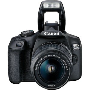 Canon EOS 2000D 24.1 Megapixel Digital SLR Camera with Lens - 18 mm - 55 mm - Black - Autofocus - 7.6 cm (3")LCD - SLR Vie