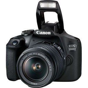 Canon EOS 2000D 24.1 Megapixel Digital SLR Camera with Lens - 18 mm - 55 mm - Black - Autofocus - 7.6 cm (3")LCD - SLR Vie
