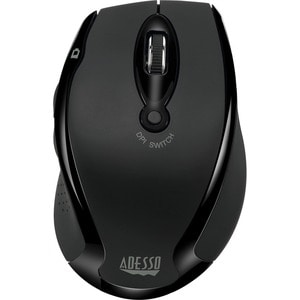 Adesso iMouse M20B - Wireless Ergonomic Optical Mouse - Optical - Wireless - 30 ft - Radio Frequency - 2.40 GHz - Black - 