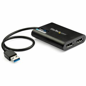 StarTech.com USB to Dual DisplayPort Adapter - 4K 60Hz - USB 3.0 5Gbps - USB Dual Monitor Adapter - Dual DisplayPort Adapt