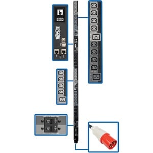 Eaton Tripp Lite Series 28.8kW 220-240V 3PH Switched PDU - LX Interface, Gigabit, 30 Outlets, IEC 309 63A Red 380-415V Inp