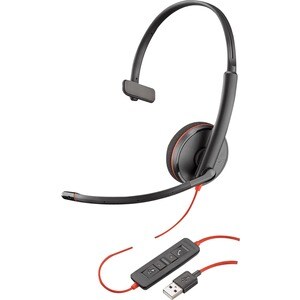 Plantronics Blackwire C3210 Wired Over-the-head Mono Headset - Monaural - Supra-aural - 20 Hz to 20 kHz - Noise Cancelling