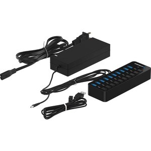 Sabrent 10-Port 60W USB 3.0 Hub with Individual Power Switches and LEDs (HB-BU10) - USB 3.0 - External - 10 USB Port(s) - 