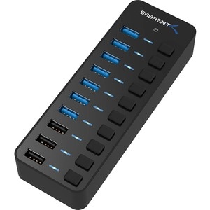 Sabrent 7 USB 3.0 Port + 3 Smart Charging Ports Hub - USB 3.0 - External - 7 USB Port(s) - 7 USB 3.0 Port(s) - Linux, Mac,