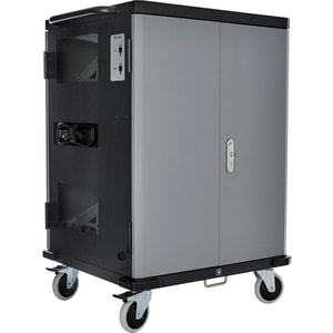 V7 Charge Cart for 36 Mobile Computers - Secure, Store and Charge Chromebooks, Notebooks and Tablets - NEMA US Plug - Push