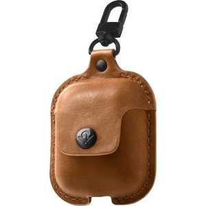 Twelve South AirSnap Carrying Case Apple AirPods - Cognac - Metal, Full Grain Leather Body - Swivel Clip - 1" Height x 7" 
