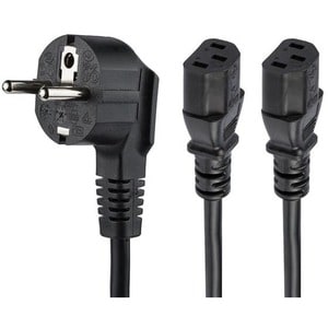 2 m C13 Stromkabel - Schuko CEE7 auf 2x C13 - Y Splitter Stromkabel - C13 Netzkabel - Europäisches Stromkabel - für Monito