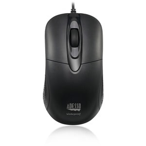 Adesso iMouse W4 Waterproof Antimicrobial Optical Mouse - Optical - Cable - Black - USB - 1000 dpi - Scroll Wheel - 3 Butt