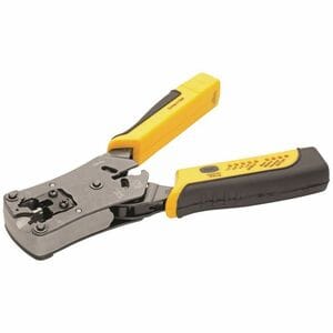 Eaton Tripp Lite Series RJ11/RJ12/RJ45 Wire Crimper with Built-in Cable Tester - Black, Yellow - Ergonomic Design, Non-sli