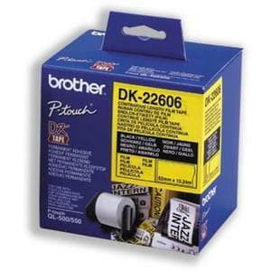 Brother DK22606 Label Tape - 62 mm Width - Direct Thermal - Yellow - 1 Roll