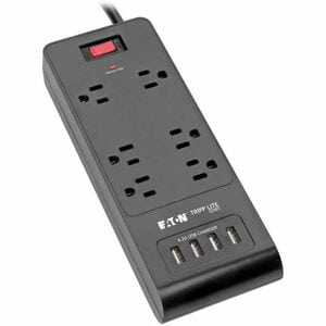 Eaton Tripp Lite Series 6-Outlet Surge Protector with 4 USB Ports (4.2A Shared) - 6 ft. (1.83 m) Cord, 900 Joules, Black -