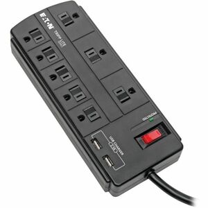 Tripp Lite Surge Protector Power Strip 8-Outlet 2 USB Charging Ports 8ft Cord - 8 x NEMA 5-15R, 2 x USB - 1875 VA - 1200 J