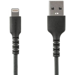 StarTech.com 6 foot/2m Durable Black USB-A to Lightning Cable, Rugged Heavy Duty Charging/Sync Cable for Apple iPhone/iPad