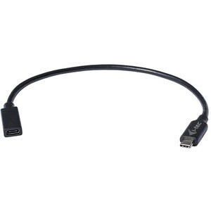 Cavo per trasferimento dati i-tec - 30 cm USB - Estremità 2: 1 x USB 3.1 Type C - Female - 10 Gbit/s - Prolunga - Nero