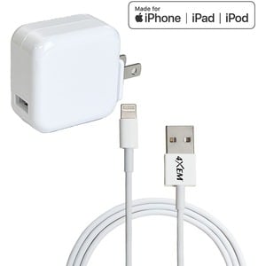 4XEM iPad Charging Kit - 3FT Lightning 8Pin Cable with 12W iPad wall charger - MFi Certified - 3FT MFi Certified Lightning