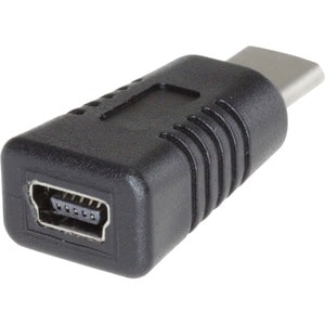 4XEM USB Type-C to USB Type-B Mini Adaptor - 1 x Type C USB 2.0 USB Male - 1 x Type B USB 2.0 Mini USB Female - Black - 1
