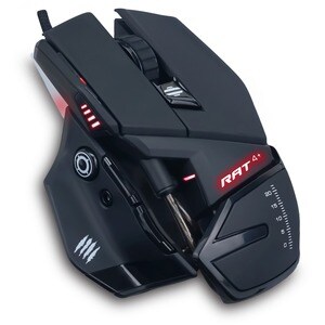 Mad Catz The Authentic R.A.T. 4+ Optical Gaming Mouse - PixArt PMW3330 - Cable - Black - 1 Each - USB 2.0 - 7200 dpi - 9 B