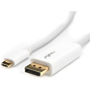 Rocstor Premium 10ft / 3m USB Type C to DisplayPort Cable - USB C to DP Cable - 4K 60Hz - White - DisplayPort/USB for Vide