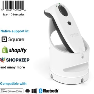 Socket Mobile SocketScan® S700, Linear Barcode Scanner, White & White Charging Dock - Wireless Connectivity - 20" (508 mm)