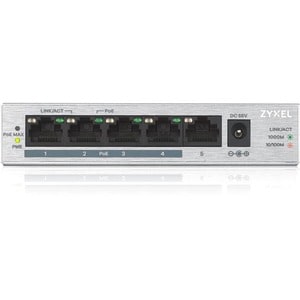 ZYXEL GS1005HP 5 Ports Ethernet Switch - Gigabit Ethernet - 10/100/1000Base-T - 2 Layer Supported - Twisted Pair - Wall Mo