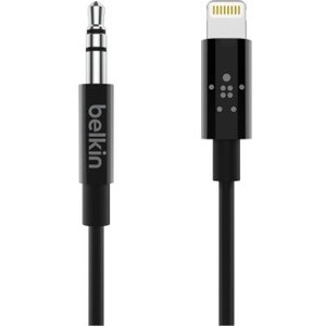 Belkin 3.5 mm Audio Cable With Lightning Connector - 6 ft Lightning/Mini-phone Audio/Data Transfer Cable for Audio Device,