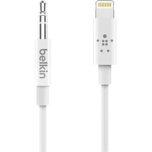 Belkin 3.5 mm Audio Cable With Lightning Connector - 3 ft Lightning/Mini-phone Audio/Data Transfer Cable for Audio Device,