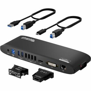 Plugable USB 3.0 Universal Laptop Docking Station for Windows and Mac - (Dual Monitor: HDMI and DVI/HDMI/VGA, Gigabit Ethe