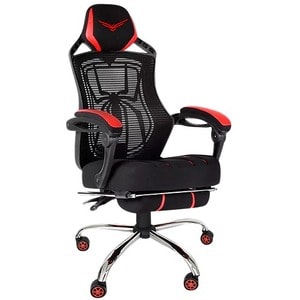 Sillón de Juego Naceb Spider - Metálico, Nilón, Cuero PU, Malla - Negro, Rojo