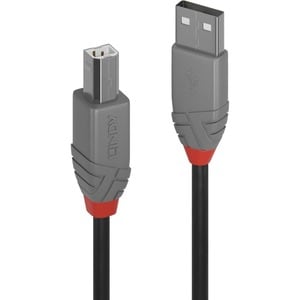 LINDY Anthra Line 2 m USB Data Transfer Cable - First End: 1 x USB 2.0 Type A - Male - Second End: 1 x USB 2.0 Type B - Ma