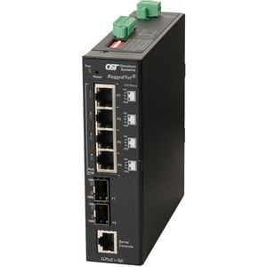 Omnitron Systems RuggedNet Managed Industrial Gigabit PoE+, 2xSFP, RJ-45, Ethernet Fiber Switch - 4 x 10/100/1000BASE-T, 2
